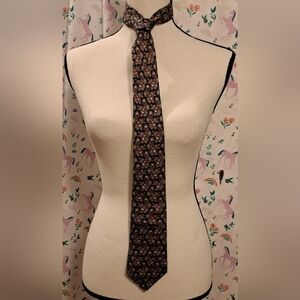 Vintage Lanvin Blue & Burgundy Paisley Silk Business Casual Work Office Tie